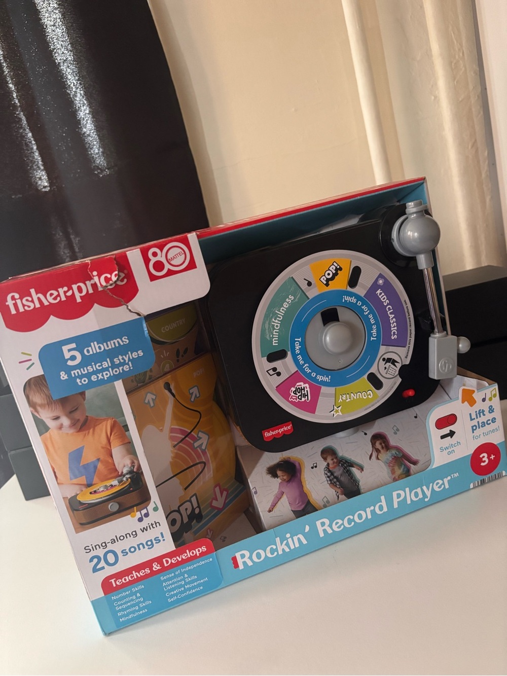 Fisher-Price Kids Rockin' Record Player Toy in Black, Red & Blue
